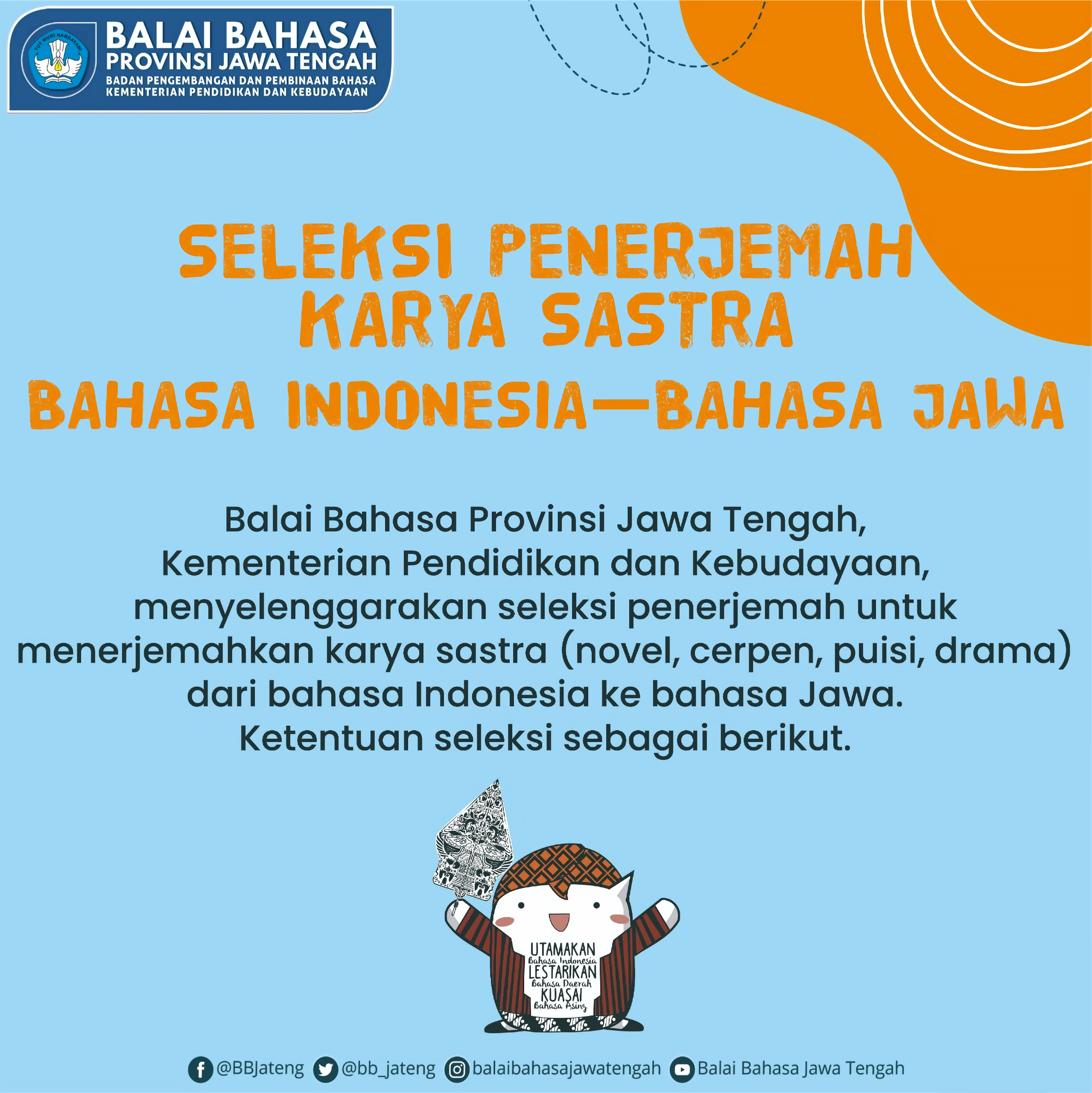 Seleksi Penerjemah Karya Sastra Bahasa Indonesia–Bahasa Jawa