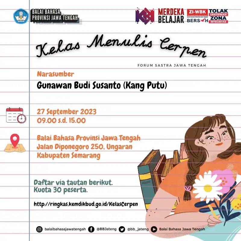 Balai Bahasa Provinsi Jawa Tengah laksanakan Kelas Menulis Cerpen secara luring